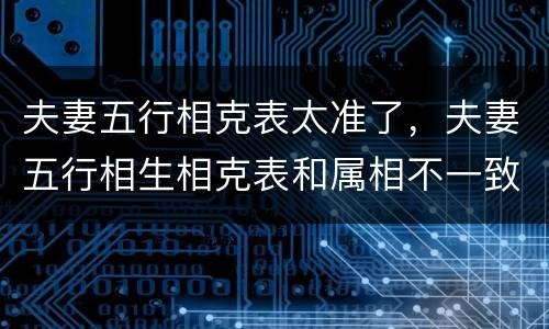 夫妻五行相克表太准了，夫妻五行相生相克表和属相不一致