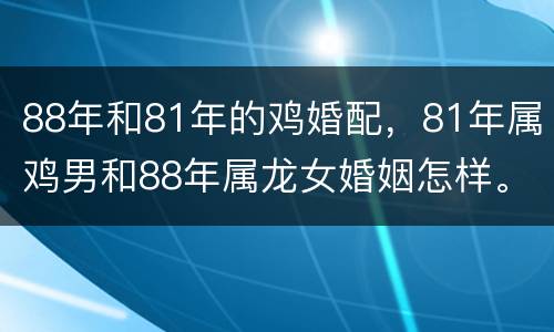 88年和81年的鸡婚配，81年属鸡男和88年属龙女婚姻怎样。。