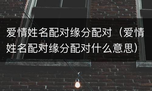 爱情姓名配对缘分配对（爱情姓名配对缘分配对什么意思）