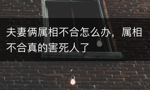 夫妻俩属相不合怎么办，属相不合真的害死人了
