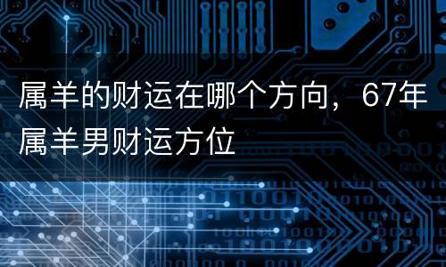 属羊的财运在哪个方向，67年属羊男财运方位