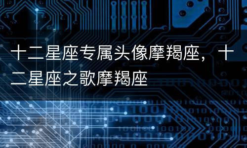 十二星座专属头像摩羯座，十二星座之歌摩羯座