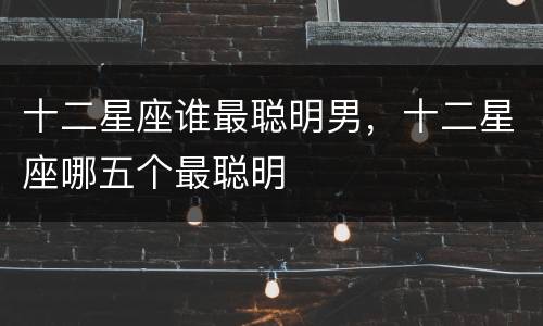 十二星座谁最聪明男，十二星座哪五个最聪明