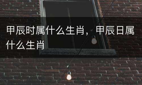 甲辰时属什么生肖，甲辰日属什么生肖
