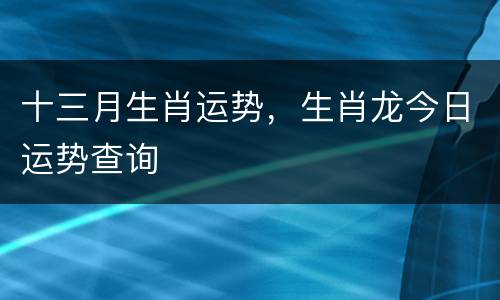 十三月生肖运势，生肖龙今日运势查询