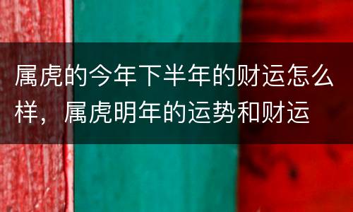 属虎的今年下半年的财运怎么样，属虎明年的运势和财运