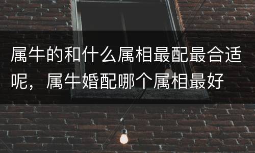 属牛的和什么属相最配最合适呢，属牛婚配哪个属相最好