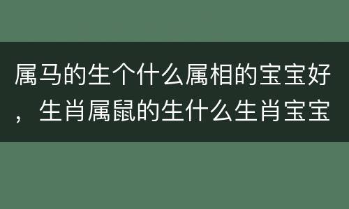 属马的生个什么属相的宝宝好，生肖属鼠的生什么生肖宝宝好
