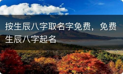 按生辰八字取名字免费，免费生辰八字起名