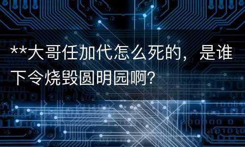 **大哥任加代怎么死的，是谁下令烧毁圆明园啊？