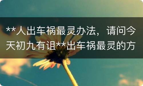 **人出车祸最灵办法，请问今天初九有诅**出车祸最灵的方法吗?