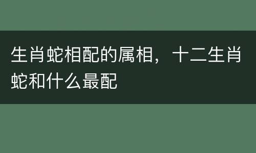 生肖蛇相配的属相，十二生肖蛇和什么最配
