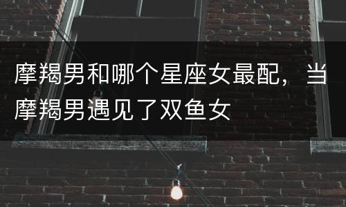 摩羯男和哪个星座女最配，当摩羯男遇见了双鱼女