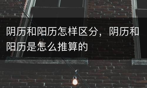 阴历和阳历怎样区分，阴历和阳历是怎么推算的