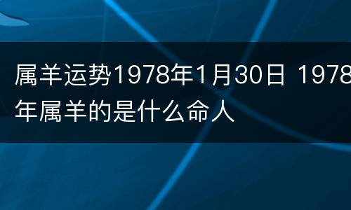 属羊运势1978年1月30日 1978年属羊的是什么命人