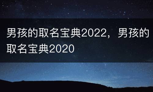 男孩的取名宝典2022，男孩的取名宝典2020