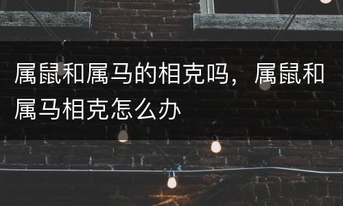 属鼠和属马的相克吗，属鼠和属马相克怎么办