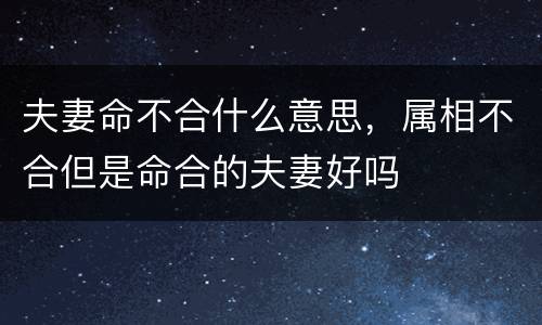夫妻命不合什么意思，属相不合但是命合的夫妻好吗