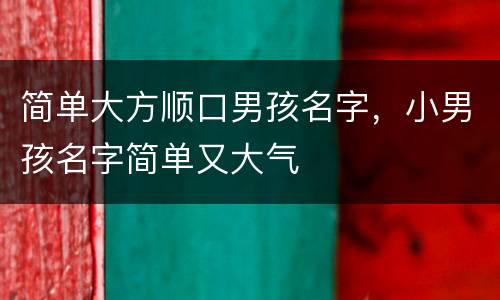 简单大方顺口男孩名字，小男孩名字简单又大气
