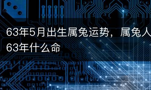 63年5月出生属兔运势，属兔人63年什么命