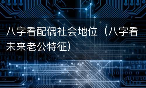 八字看配偶社会地位（八字看未来老公特征）