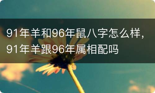 91年羊和96年鼠八字怎么样，91年羊跟96年属相配吗