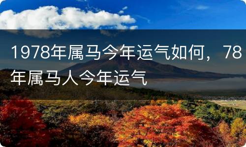 1978年属马今年运气如何，78年属马人今年运气