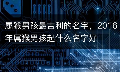 属猴男孩最吉利的名字，2016年属猴男孩起什么名字好