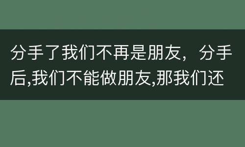 分手了我们不再是朋友，分手后,我们不能做朋友,那我们还能做什么?