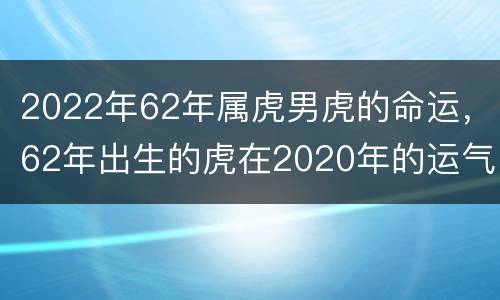 2022年62年属虎男虎的命运，62年出生的虎在2020年的运气
