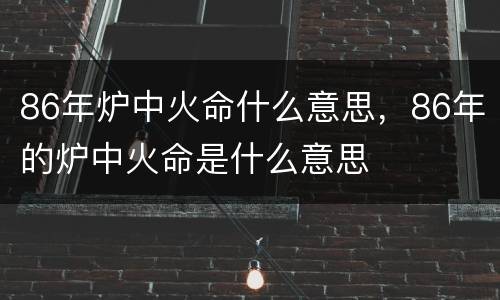 86年炉中火命什么意思，86年的炉中火命是什么意思