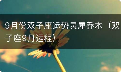 9月份双子座运势灵犀乔木（双子座9月运程）