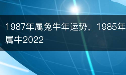 1987年属兔牛年运势，1985年属牛2022
