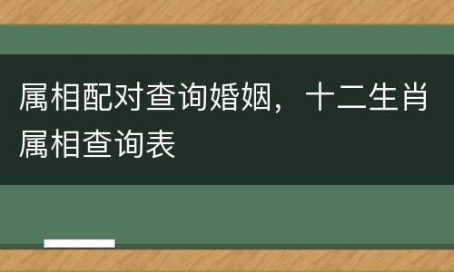 属相配对查询婚姻，十二生肖属相查询表