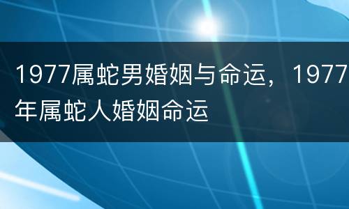 1977属蛇男婚姻与命运，1977年属蛇人婚姻命运