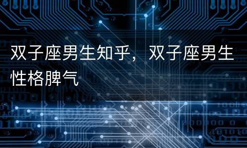 双子座男生知乎，双子座男生性格脾气