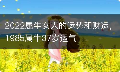 2022属牛女人的运势和财运，1985属牛37岁运气