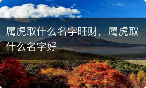 属虎取什么名字旺财，属虎取什么名字好