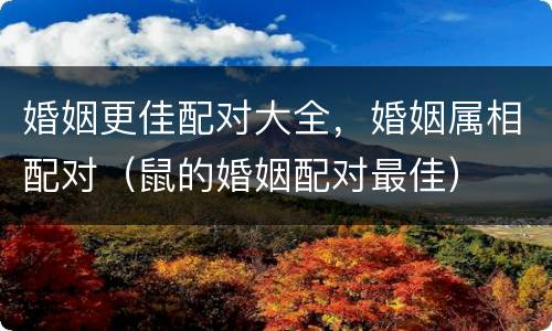 婚姻更佳配对大全，婚姻属相配对（鼠的婚姻配对最佳）