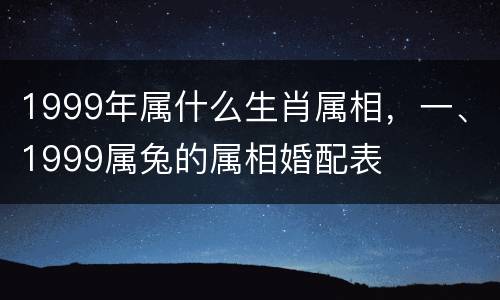 1999年属什么生肖属相，一、1999属兔的属相婚配表