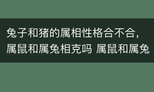 兔子和猪的属相性格合不合，属鼠和属兔相克吗 属鼠和属兔的相配