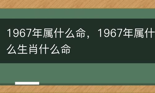 1967年属什么命，1967年属什么生肖什么命