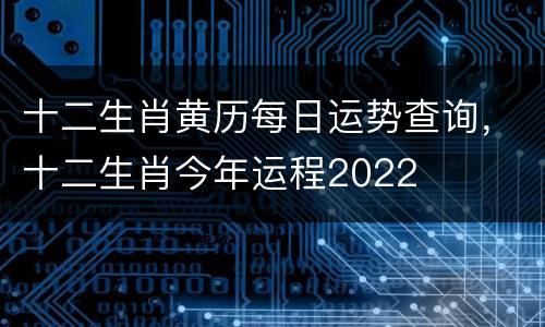 十二生肖黄历每日运势查询，十二生肖今年运程2022