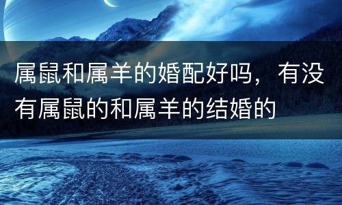 属鼠和属羊的婚配好吗，有没有属鼠的和属羊的结婚的