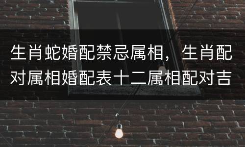 生肖蛇婚配禁忌属相，生肖配对属相婚配表十二属相配对吉凶表