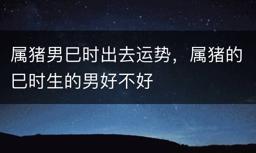 属猪男巳时出去运势，属猪的巳时生的男好不好