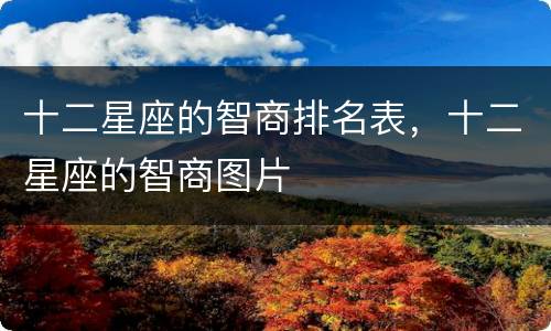 十二星座的智商排名表，十二星座的智商图片