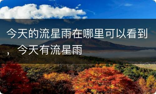今天的流星雨在哪里可以看到，今天有流星雨