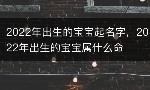 2022年出生的宝宝起名字，2022年出生的宝宝属什么命