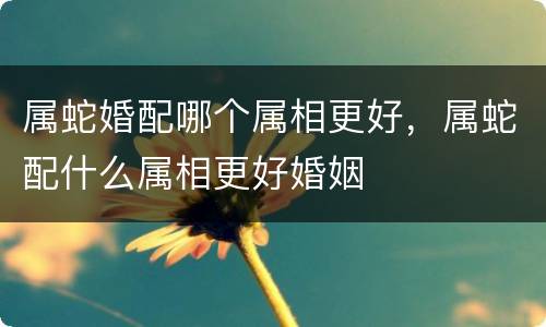属蛇婚配哪个属相更好，属蛇配什么属相更好婚姻